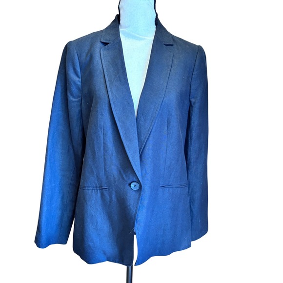 Talbots Jackets & Blazers - Talbots Womens Black 100% Linen Single Button Blazer Jacket Size 8 VN1953